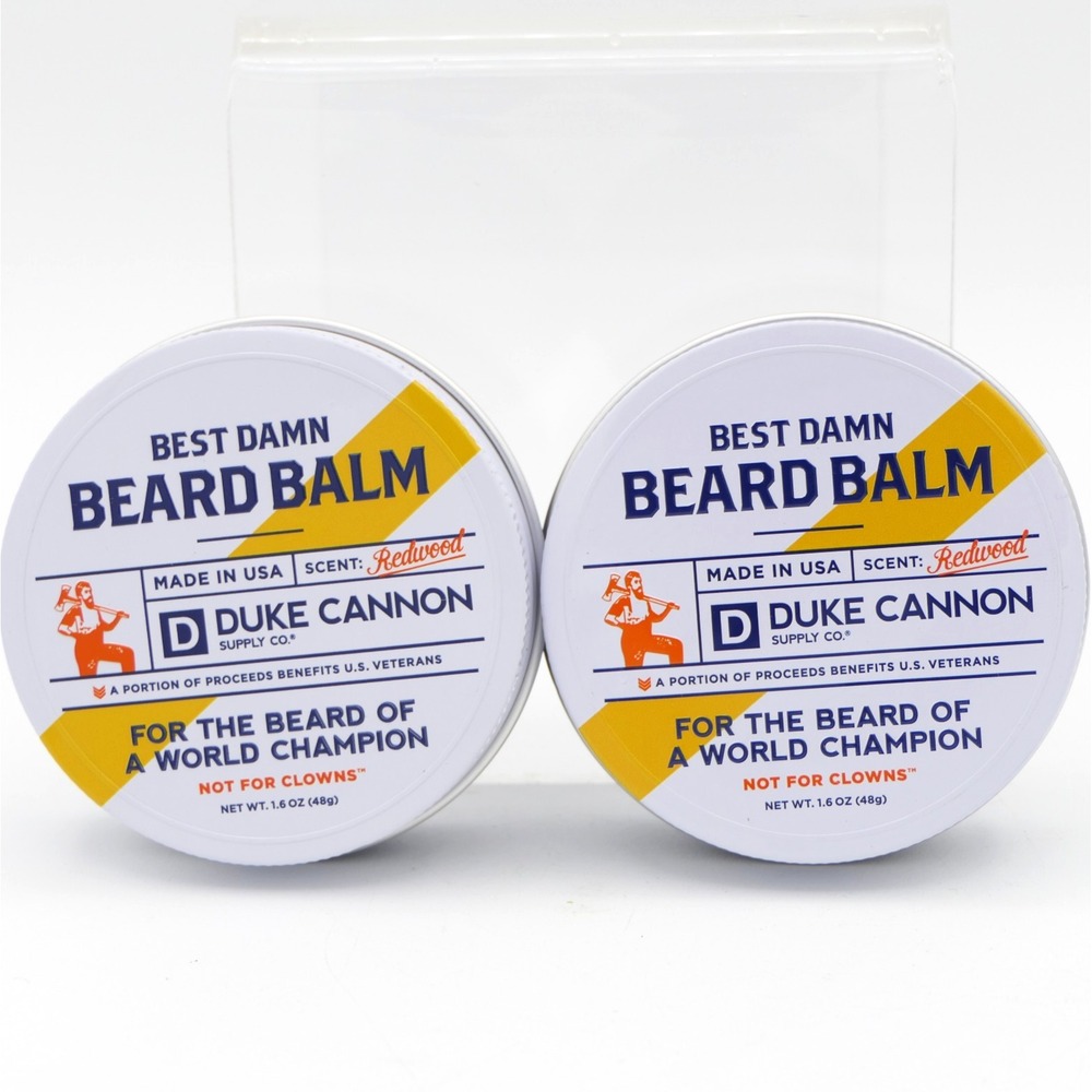 Duke Cannon Best Damn Beard Balm For Men Redwood Scent 2 Pack 1.6 oz Each